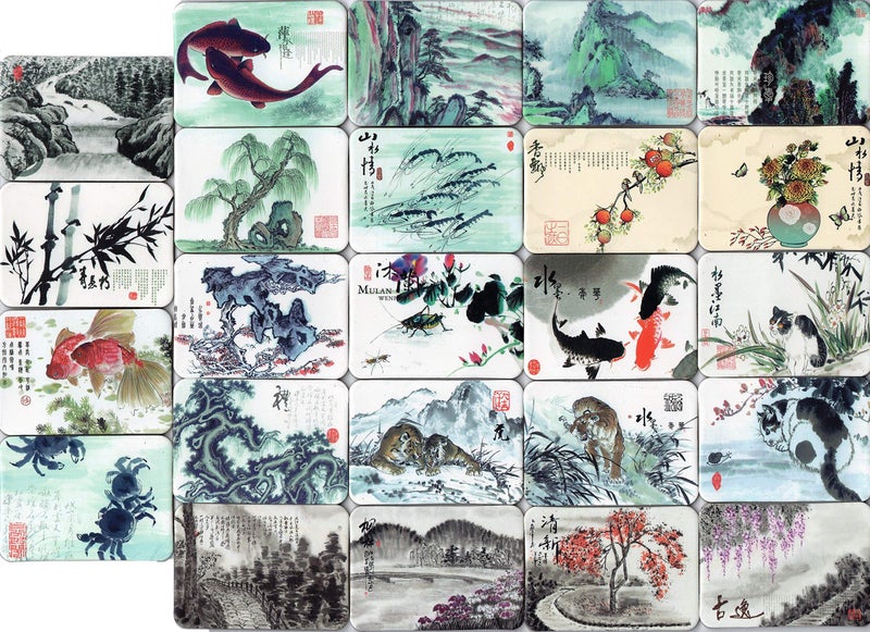 Cohpoh Chinese Writing Brush Style Fridge Magnets Refrigerator Magnet Design Decorations Art Decor Items Pattern Souvenirs Set of 24 - Image 1